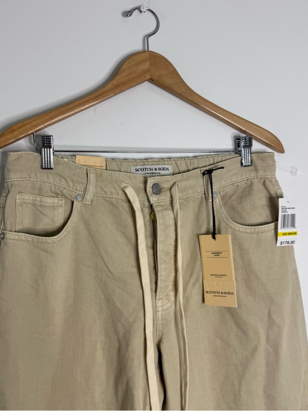 Scotch & Soda Baggy Drawstring Jeans Medium Oyster Gray Wide Leg NWT - Picture 3 of 11